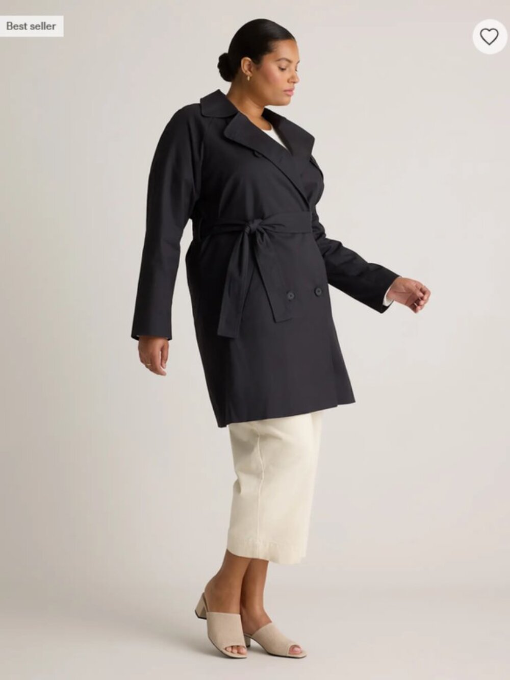 Quince Comfort Stretch Trench Coat Midnight Black Medium New With Tags No Belt - Picture 8 of 15